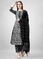 Rayon Black Festival Wear Printed Readymade Straight Suit